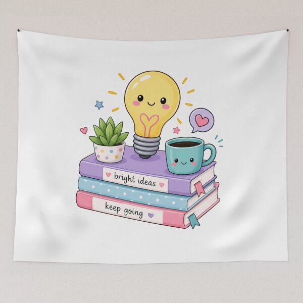 Item preview, Cute Bright Ideas | Kawaii Study Sticker | Book Lover Decal | Coffee & Light Bulb | ADHD Planner | Productivity Gift  designed and sold by Pixanova.