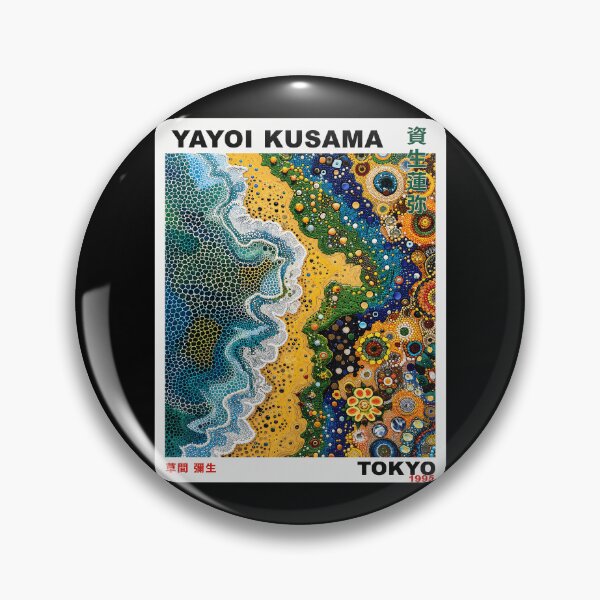 Item preview, Yayoi Kusama Ocean Shore Poster 1995 - Vibrant Blue Yellow Beach Wall Art Print, Tokyo Art Decor designed and sold by MorningJoco.