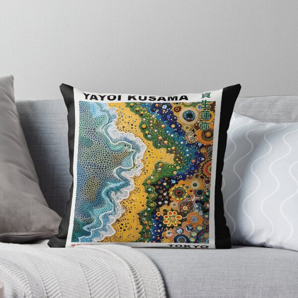 Item preview, Yayoi Kusama Ocean Shore Poster 1995 - Vibrant Blue Yellow Beach Wall Art Print, Tokyo Art Decor designed and sold by MorningJoco.