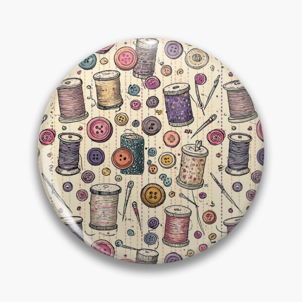 Item preview, Vintage Sewing Spools, Buttons and Needles Craft Pattern designed and sold by VectorForge.