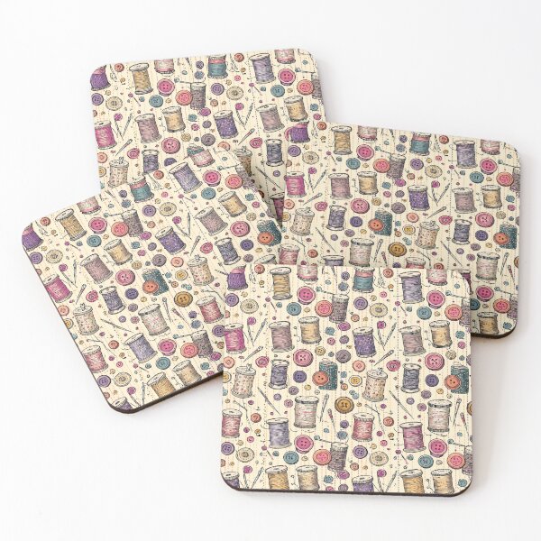 Item preview, Vintage Sewing Spools, Buttons and Needles Craft Pattern designed and sold by VectorForge.