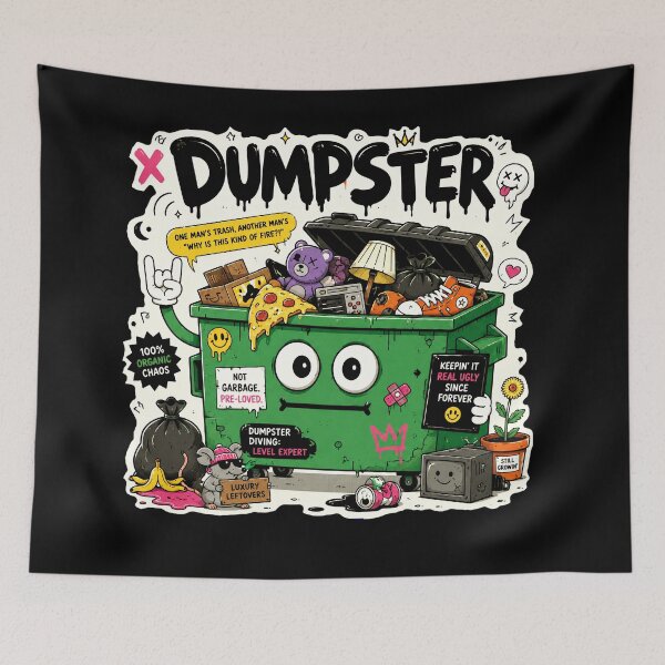Item preview, Dumpster Diving - 100% Organic Chaos Funny Trash Art designed and sold by snewen.
