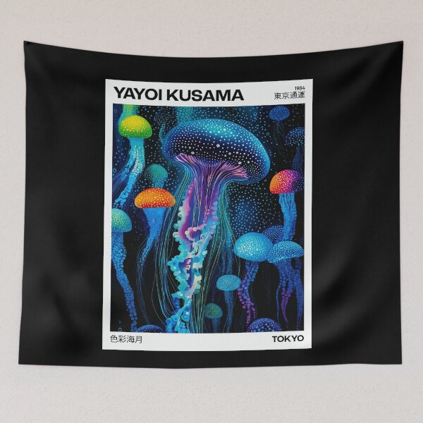 Item preview, Yayoi Kusama Jellyfish Poster 1984 - Vibrant Colorful Jellyfish Wall Art Print, Tokyo Ocean Decor designed and sold by MorningJoco.