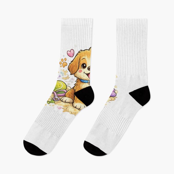 Aperçu de l'œuvre Autocollant en vinyle pour amoureux des chiots kawaii : chiot amical et mignon créée et vendue par MR4me.