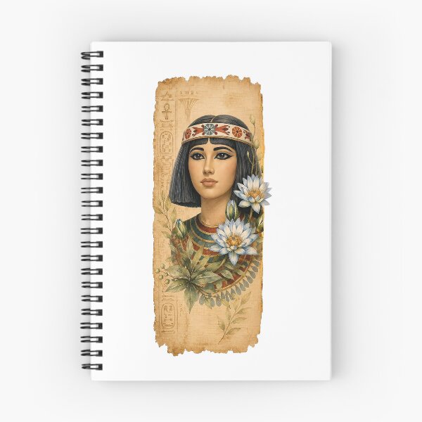 Item preview,  Egyptian Queen Nofret Watercolor Art | Ancient Egyptian Lotus Floral Portrait | Botanical Egyptian Queen Illustration,Vintage Papyrus designed and sold by TuyaArts.