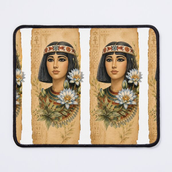 Item preview, Egyptian Queen Nofret Watercolor Art | Ancient Egyptian Lotus Floral Portrait | Botanical Egyptian Queen Illustration,Vintage Papyrus designed and sold by TuyaArts.