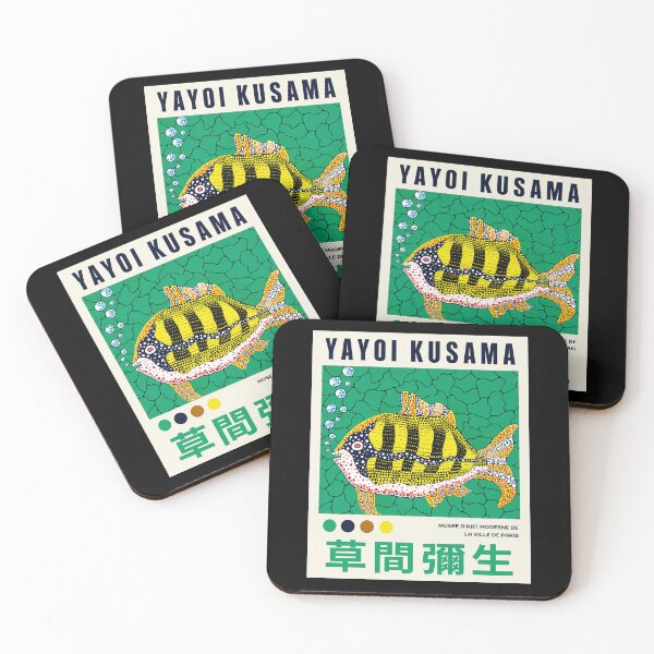 Item preview, Yayoi Kusama Striped Fish Poster - Colorful Polka Dot Fish Wall Art Print, Paris Museum Edition designed and sold by scrambledpeg.