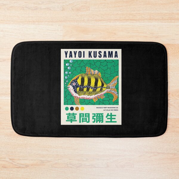 Item preview, Yayoi Kusama Striped Fish Poster - Colorful Polka Dot Fish Wall Art Print, Paris Museum Edition designed and sold by scrambledpeg.