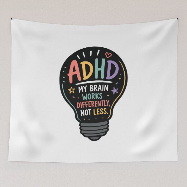 Item preview, ADHD My Brain Works Differently Not Less | Neurodiversity Awareness | ADHD Pride | Mental Health | Neurodivergent Gift designed and sold by Pixanova.