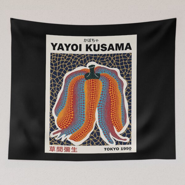 Item preview, Yayoi Kusama Pumpkin Poster 1990 - Orange Blue Polka Dot Vegetable Wall Art Print, Tokyo Art designed and sold by MorningJoco.