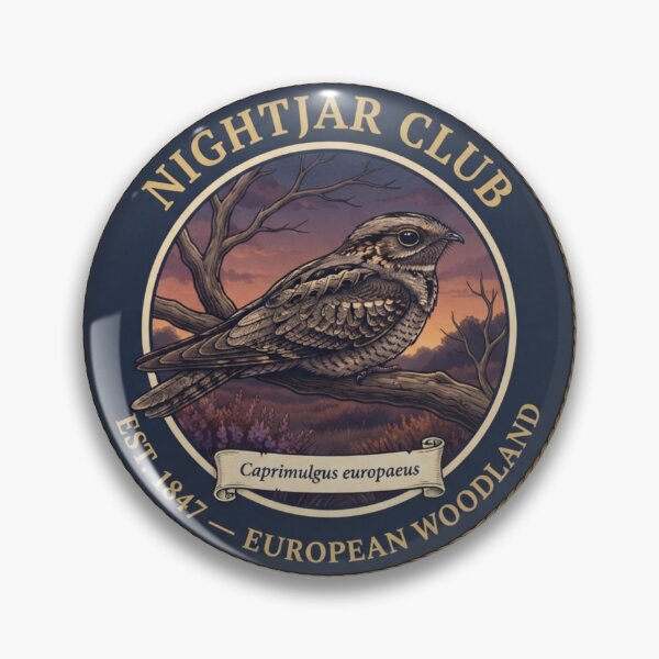 Item preview, Nightjar Club Vintage Badge European Woodland Bird designed and sold by CalmCapy Co.