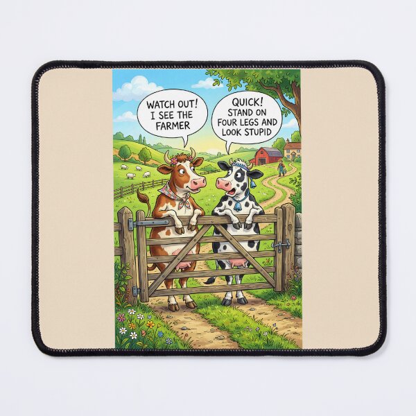 Item preview, talking cows on two legs at the gate designed and sold by Museum Of Non-Existing Art.