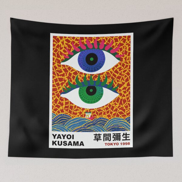 Item preview, Yayoi Kusama Eyes Poster 1998 - Iconic Blue Green Eye Wall Art Print, Tokyo Red Net Decor designed and sold by HappyGrandmaUB.
