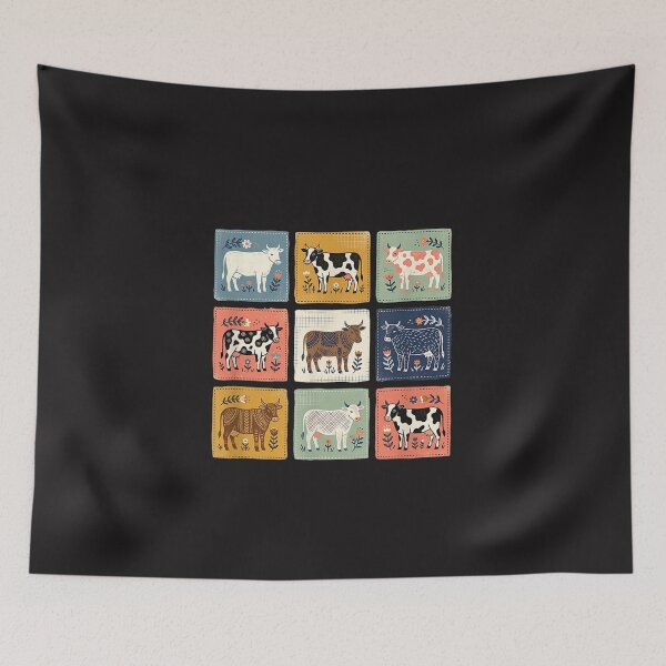 Item preview, Farmhouse Cow Folk Art Cottagecore Rustic Cattle Country Design designed and sold by kiralynstration.