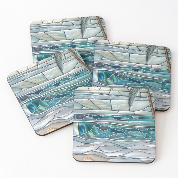 Item preview, Tropical beach in a dreamy stained-glass window designed and sold by BriSher.