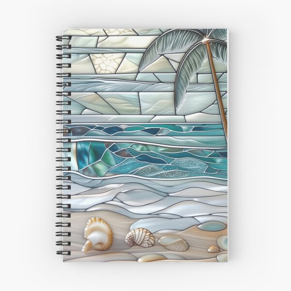 Item preview, Tropical beach in a dreamy stained-glass window designed and sold by BriSher.