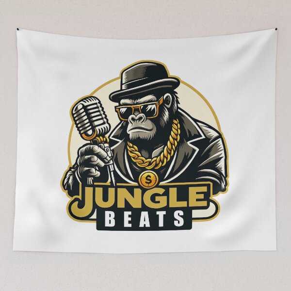 Item preview, Jungle Beats Gorilla DJ Retro Hip Hop Logo | Cool Rap Ape Streetwear designed and sold by Rocket&Stars.