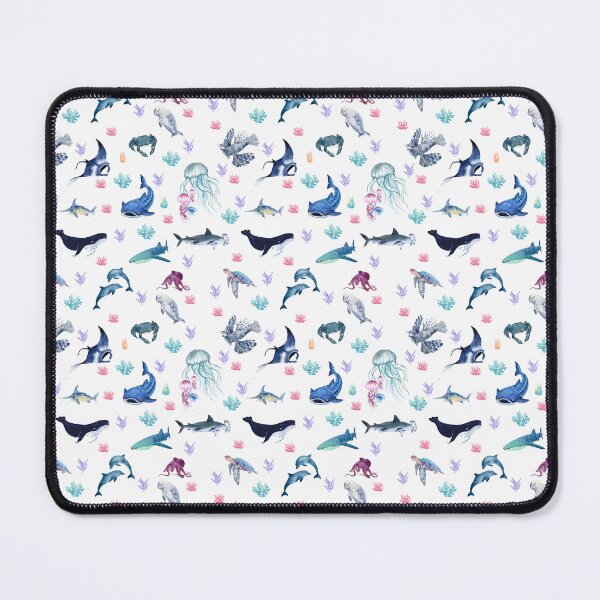 Item preview, Ocean Animals Watercolor Pattern | Whale Shark Dolphin Turtle Jellyfish Seamless Pattern | Coastal Phone Case, Mug, Notebook, Tote Bag designed and sold by PaperyAndInk.
