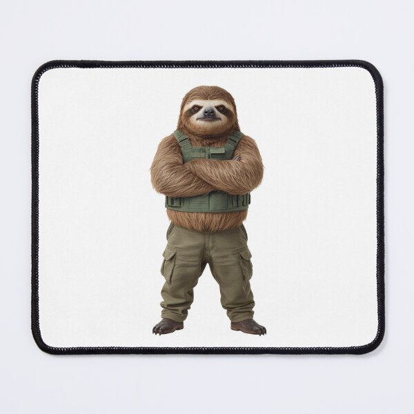 Item preview, Tactical Sloth Wearing Military Plate Carrier and Cargo Pants designed and sold by VeloraCrafts.