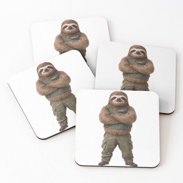 Item preview, Perezoso táctico con chaleco portaplacas militar y pantalones cargo. designed and sold by VeloraCrafts.