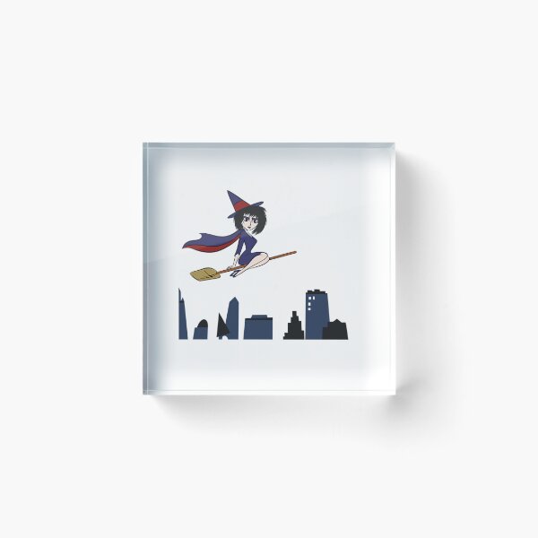 Item preview, Gothic Witch Flying on a Broomstick Over City Skyline Night designed and sold by ullubanaya.