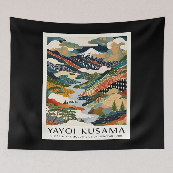 Item preview, Yayoi Kusama Mount Fuji Poster - Colorful Stylized Japanese Landscape Wall Art Print, Paris Museum Edition designed and sold by MorningJoco.