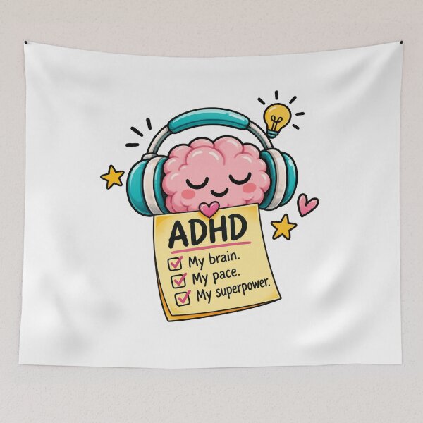 Item preview, ADHD My Brain My Pace My Superpower | Cute ADHD Brain | Neurodiversity Awareness | Mental Health Gift | Kawaii ADHD designed and sold by Pixanova.