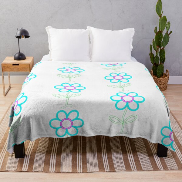 Item preview, Neon Blue Flower Line Art designed and sold by Khanworld.