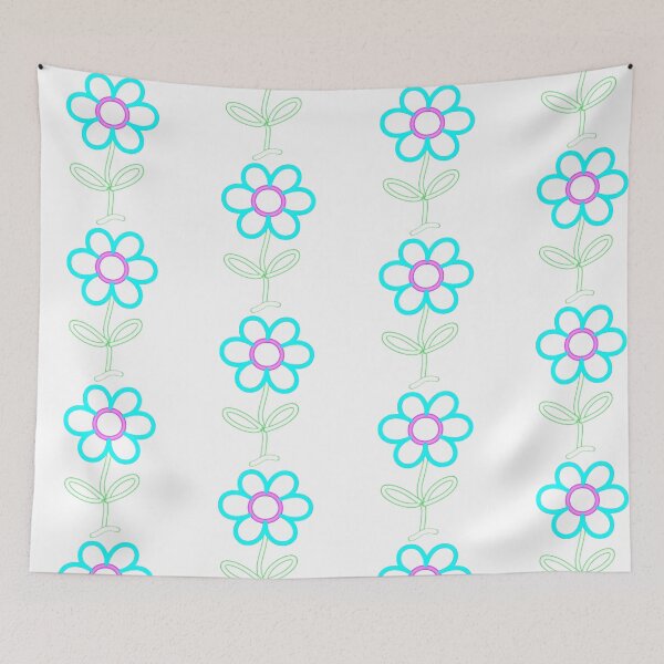 Item preview, Neon Blue Flower Line Art designed and sold by Khanworld.