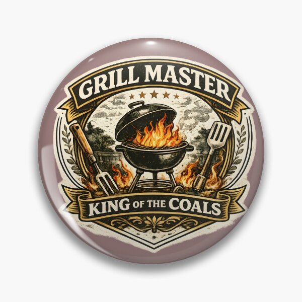 Item preview, Grill Master – King of the Coals Vintage BBQ Badge designed and sold by KAM-KAM-STORE.
