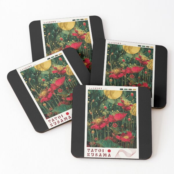 Item preview, Yayoi Kusama Red Flower Poster - Vibrant Flora Wall Art Print, Green Red Botanical Decor designed and sold by scrambledpeg.