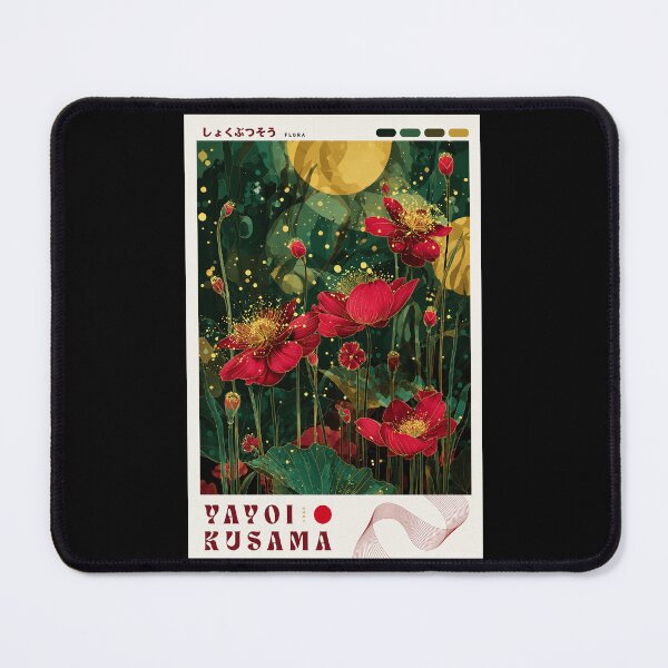 Item preview, Yayoi Kusama Red Flower Poster - Vibrant Flora Wall Art Print, Green Red Botanical Decor designed and sold by scrambledpeg.