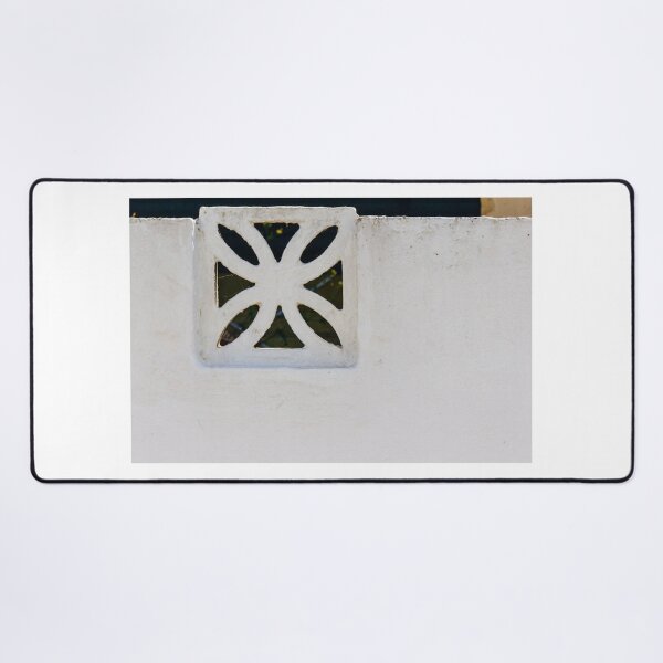 Item preview, White Decorative Concrete Vent Block in Wall With Floral Cutout Pattern Architectural Detail designed and sold by Nmallia.
