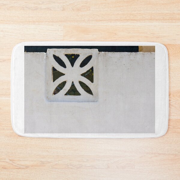 Item preview, White Decorative Concrete Vent Block in Wall With Floral Cutout Pattern Architectural Detail designed and sold by Nmallia.