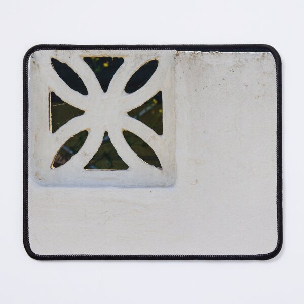 Item preview, White Decorative Concrete Vent Block in Wall With Floral Cutout Pattern Architectural Detail designed and sold by Nmallia.