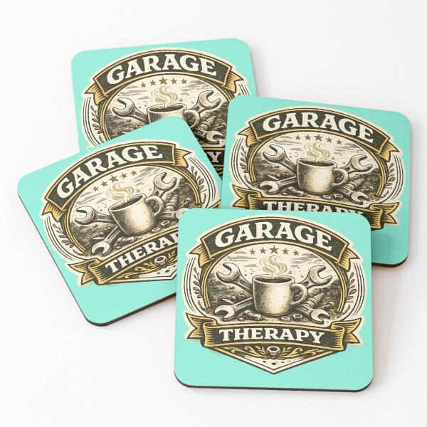 Item preview, Garage Therapy – Vintage Mechanic Coffee & Wrench Badge designed and sold by KAM-KAM-STORE.