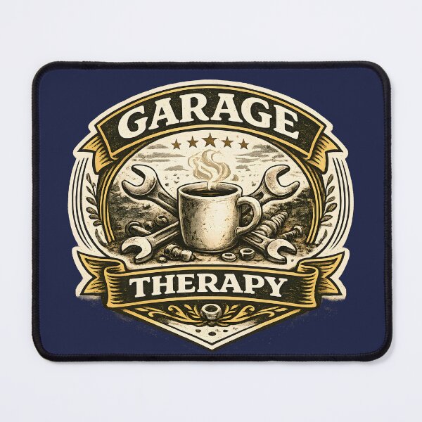 Item preview, Garage Therapy – Vintage Mechanic Coffee & Wrench Badge designed and sold by KAM-KAM-STORE.