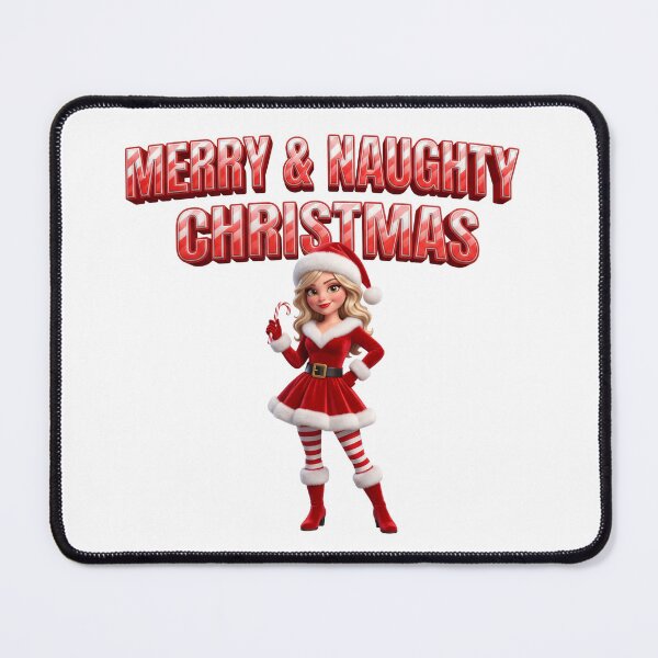 Item preview, Merry And Naughty Christmas - Funny Santa Girl Typography designed and sold by royalflush664.