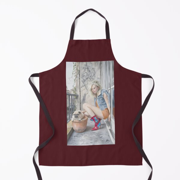 Item preview, Girl Pug on Balcony Realistic Art Print designed and sold by FalconeltcArt.