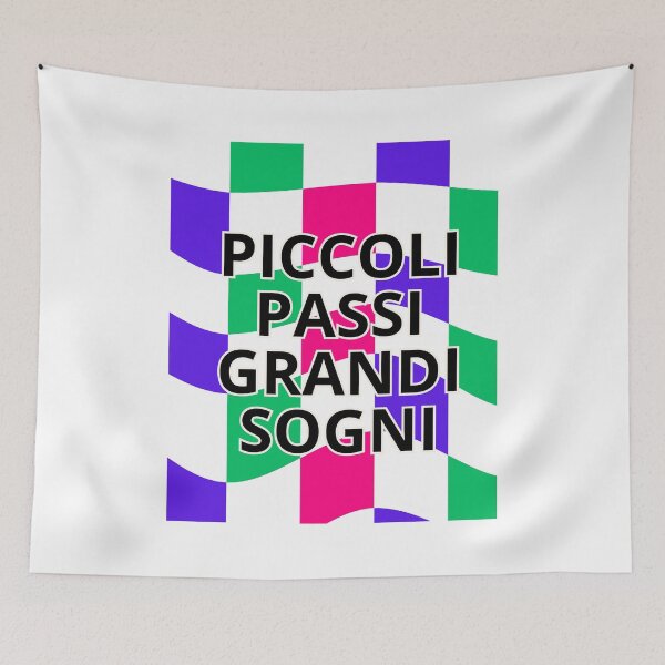 Item preview, Piccoli Passi, Grandi Sogni - Italian Inspirational Quote on a Colorful Checkered Background designed and sold by icreativestudio.