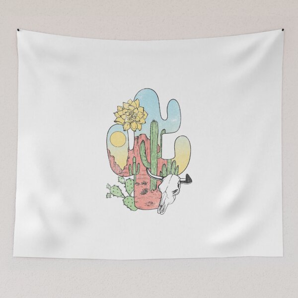 Item preview, Desert Cactus Bull Skull Southwestern Graphic Art designed and sold by The secret storage room.