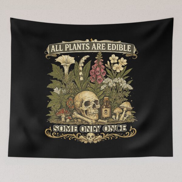 Item preview, All Plants Are Edible Some Only Once Comfort Colors Shirt, Funny Gardening Tee, Dark Botanical Graphic Tshirt, Gothic Plant Lover Shirt designed and sold by stmpdwrld.