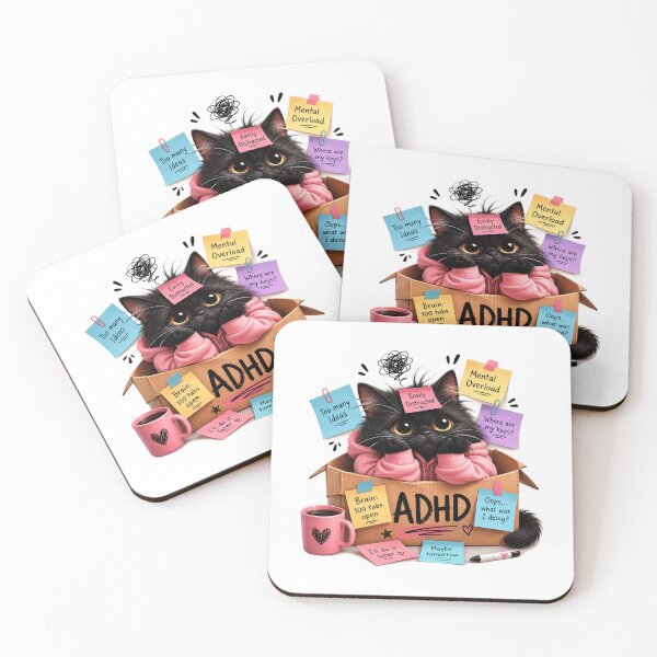 Item preview, Cute ADHD Black Cat | Funny ADHD Brain 100 Tabs Open Cat | Neurodiversity Mental Health Gift | Easily Distracted Kitty designed and sold by Pixanova.