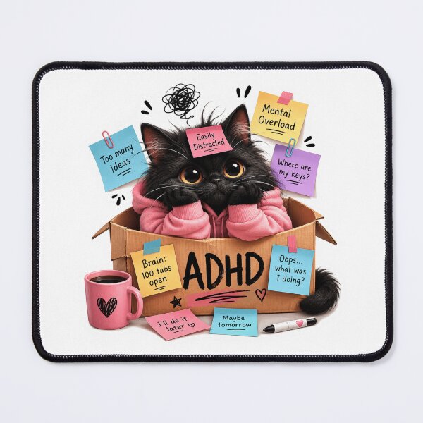 Item preview, Cute ADHD Black Cat | Funny ADHD Brain 100 Tabs Open Cat | Neurodiversity Mental Health Gift | Easily Distracted Kitty designed and sold by Pixanova.