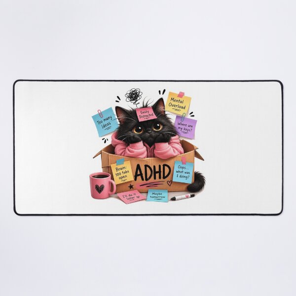Item preview, Cute ADHD Black Cat | Funny ADHD Brain 100 Tabs Open Cat | Neurodiversity Mental Health Gift | Easily Distracted Kitty designed and sold by Pixanova.