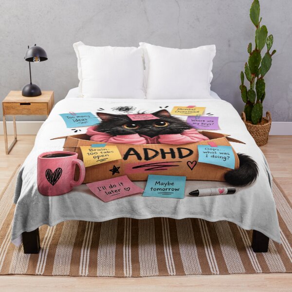 Item preview, Cute ADHD Black Cat | Funny ADHD Brain 100 Tabs Open Cat | Neurodiversity Mental Health Gift | Easily Distracted Kitty designed and sold by Pixanova.