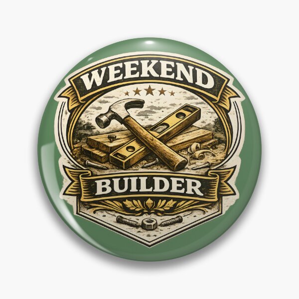 Item preview, Weekend Builder – Vintage Carpenter & Woodworking Badge designed and sold by KAM-KAM-STORE.