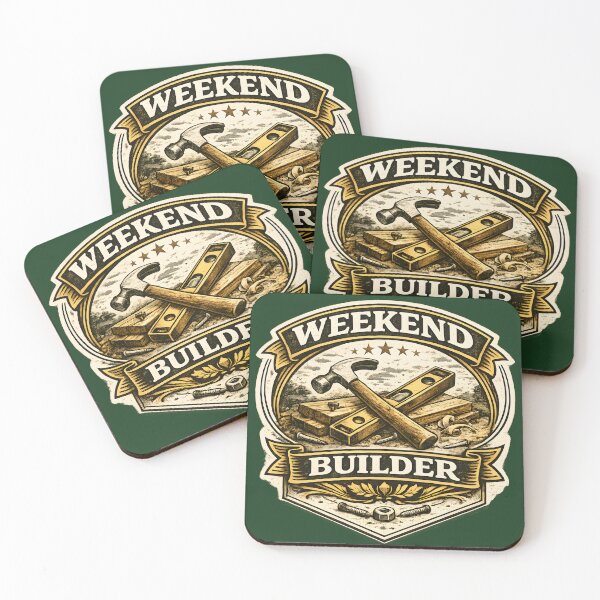 Item preview, Weekend Builder – Vintage Carpenter & Woodworking Badge designed and sold by KAM-KAM-STORE.