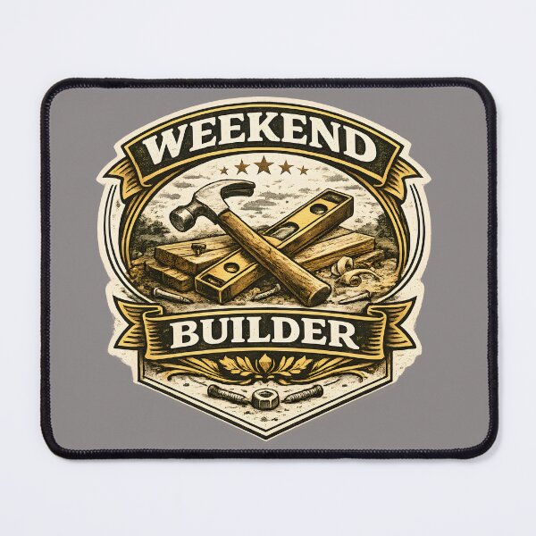 Item preview, Weekend Builder – Vintage Carpenter & Woodworking Badge designed and sold by KAM-KAM-STORE.