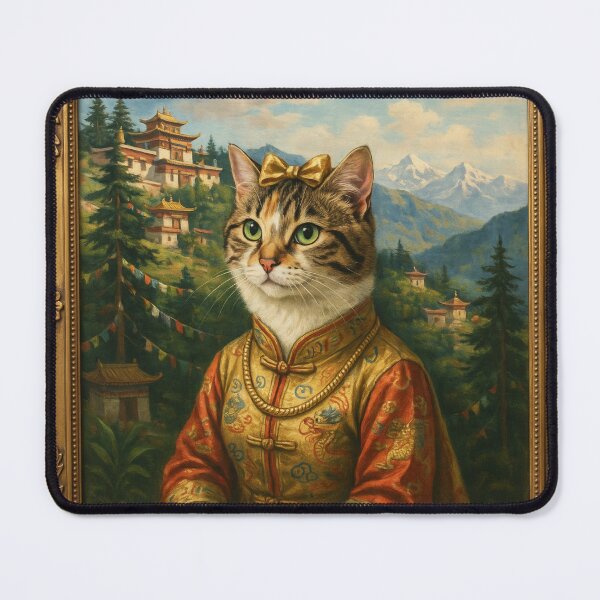 Item preview, A formal baroque-style royal portrait illustration of a charming well-groomed short-haired calico cat designed and sold by 123ks.